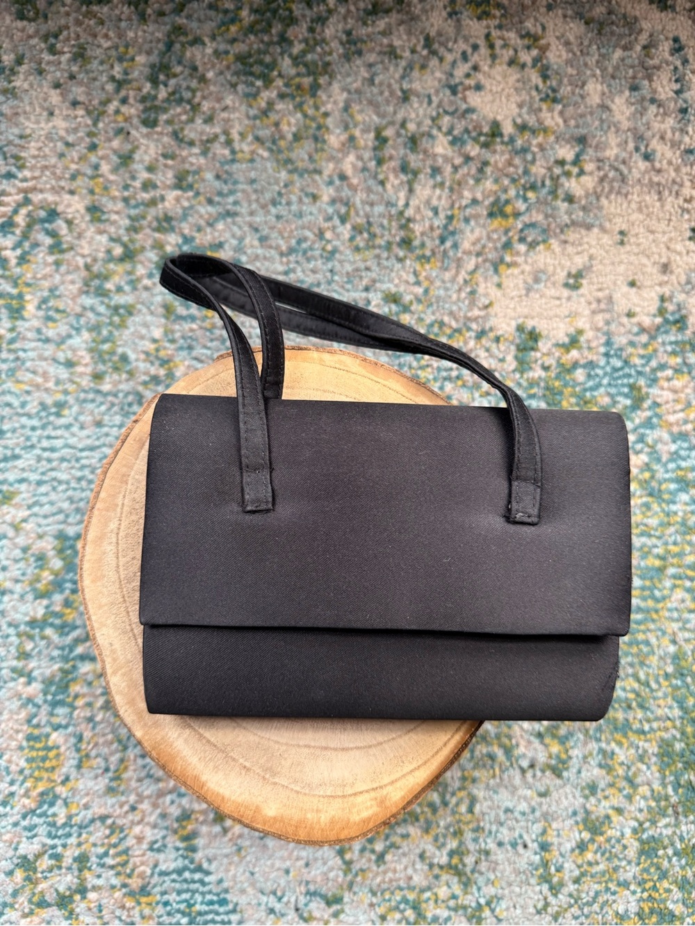 Vintage Magid Classic Black Satin Evening Clutch